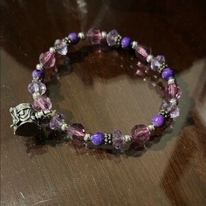 Angels Purple and Silver Beaded Bracelet